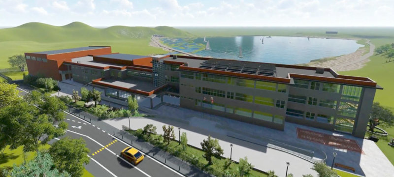Architect's rendering of the new building by Lisi Lake